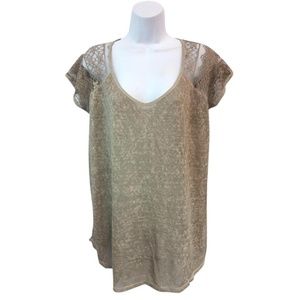Made In Italy Lace Black Taupe M Blouse
